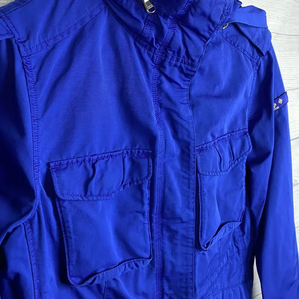 Tatras Women Aurora Hooded Military Utility Jacket Blue Small Medium Minimal Fit